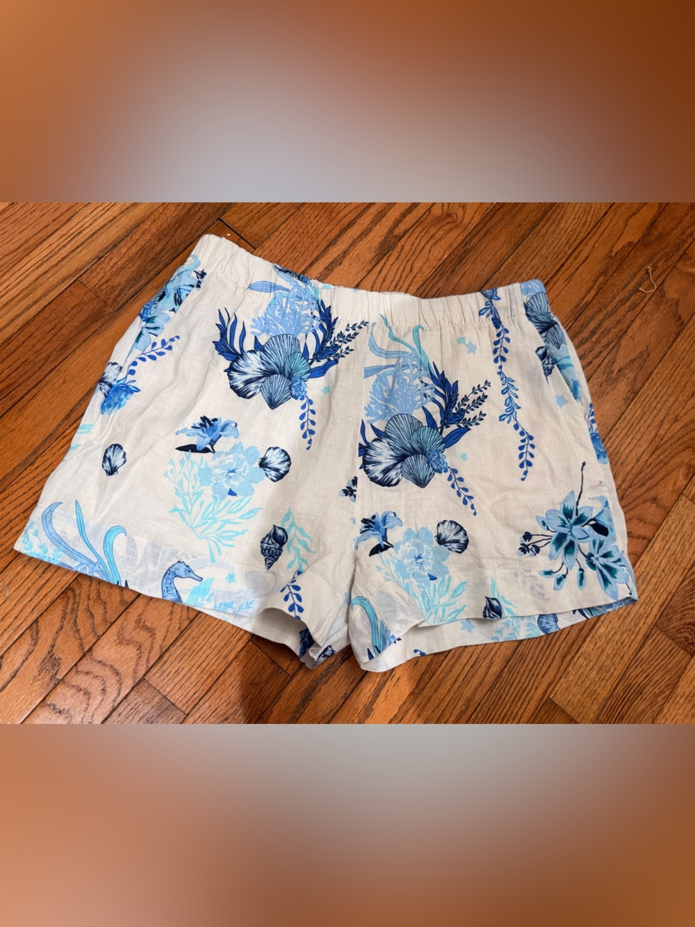 Vineyard Vines Blue Floral Linen-Blend Bermuda Shorts